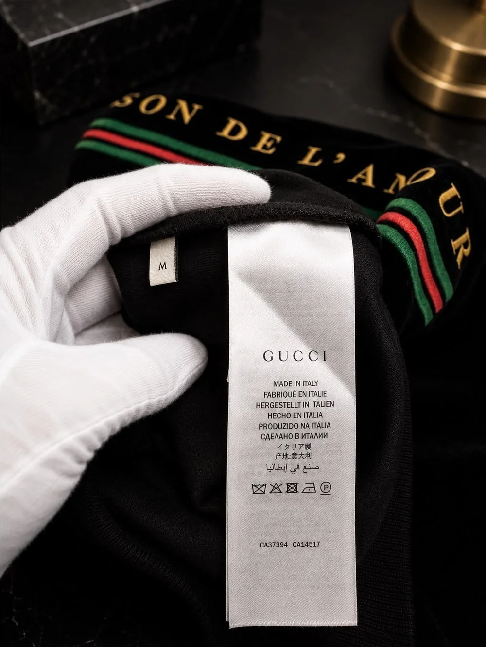 Authentic Gucci Maison De L’Amour Velvet Sweatshirt | Black | Size M | Made in I